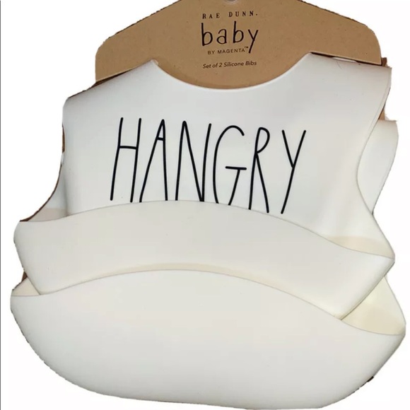 Rae Dunn Other - RAE DUNN Baby By Magenta Set Of 2 Silicone Bibs Hangry & Foodie NEW NWT